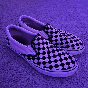 B&W CHECKERED VANS SLIP ONS
